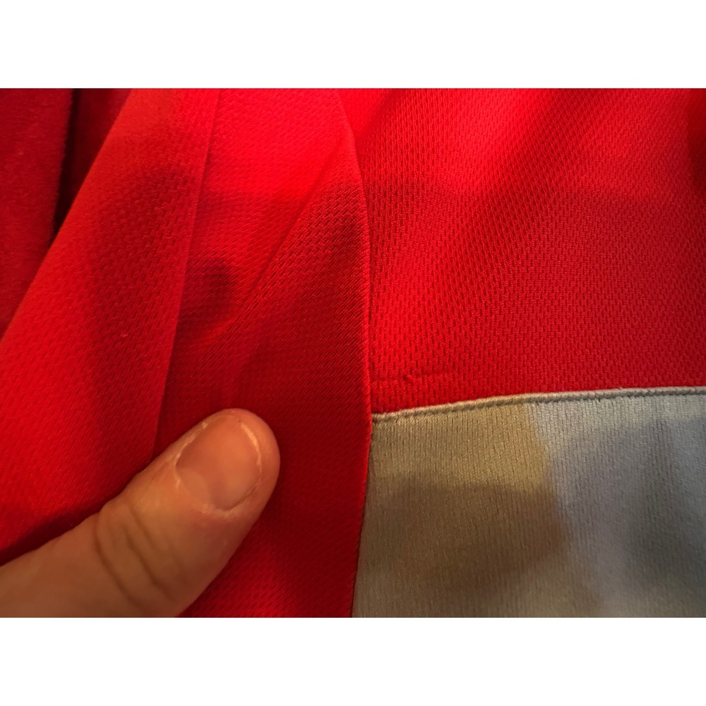 Men's Adidas Colorblock Polo Shirt Red White Blue Short Sleeve Athletic Size S - Picture 3 of 4